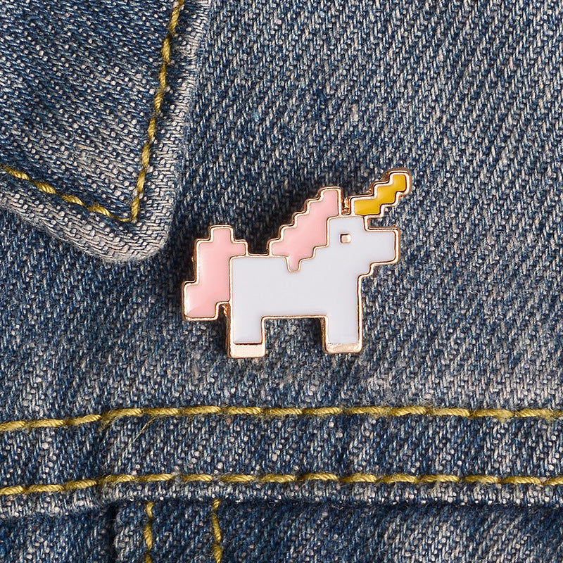 Unicorn Alloy Dripping Pony Brooch Student Shirt Mosaic Pony Animal Collar Badge