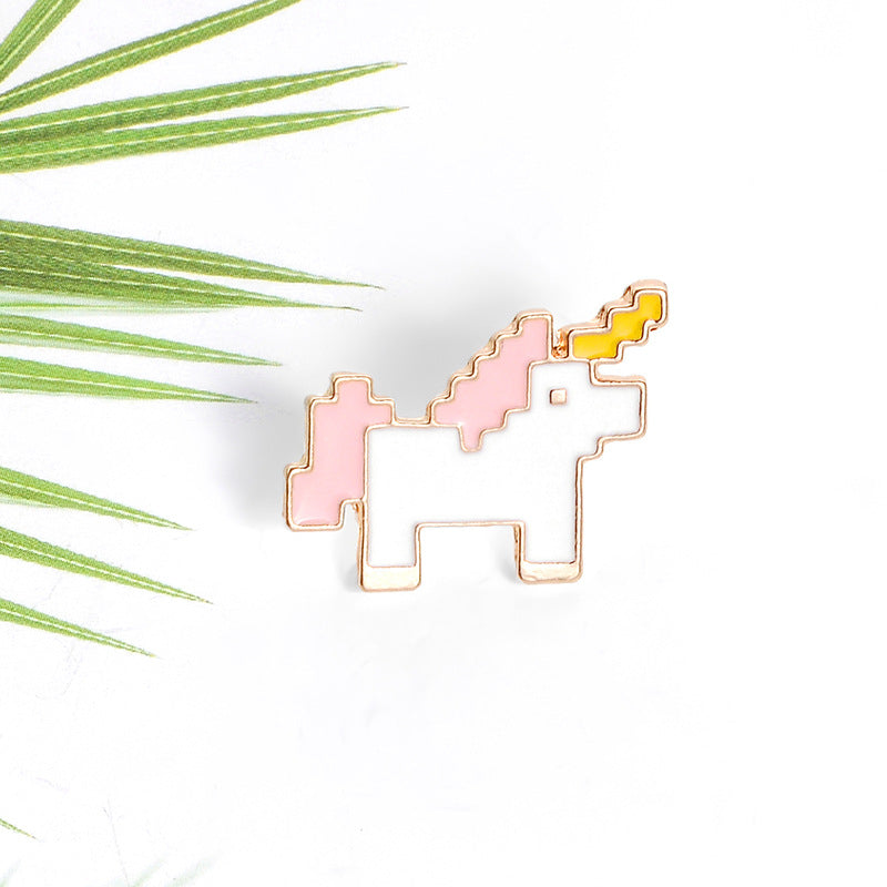 Unicorn Alloy Dripping Pony Brooch Student Shirt Mosaic Pony Animal Collar Badge