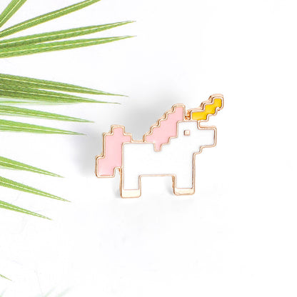 Unicorn Alloy Dripping Pony Brooch Student Shirt Mosaic Pony Animal Collar Badge