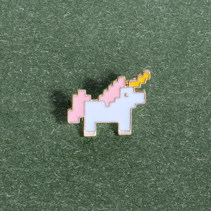 Unicorn Alloy Dripping Pony Brooch Student Shirt Mosaic Pony Animal Collar Badge