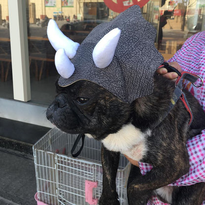 Pet Triceratops Dog Dinosaur Hat Pet Cat Dog Hat Pet Transformation Cap Pet Headgear Costume