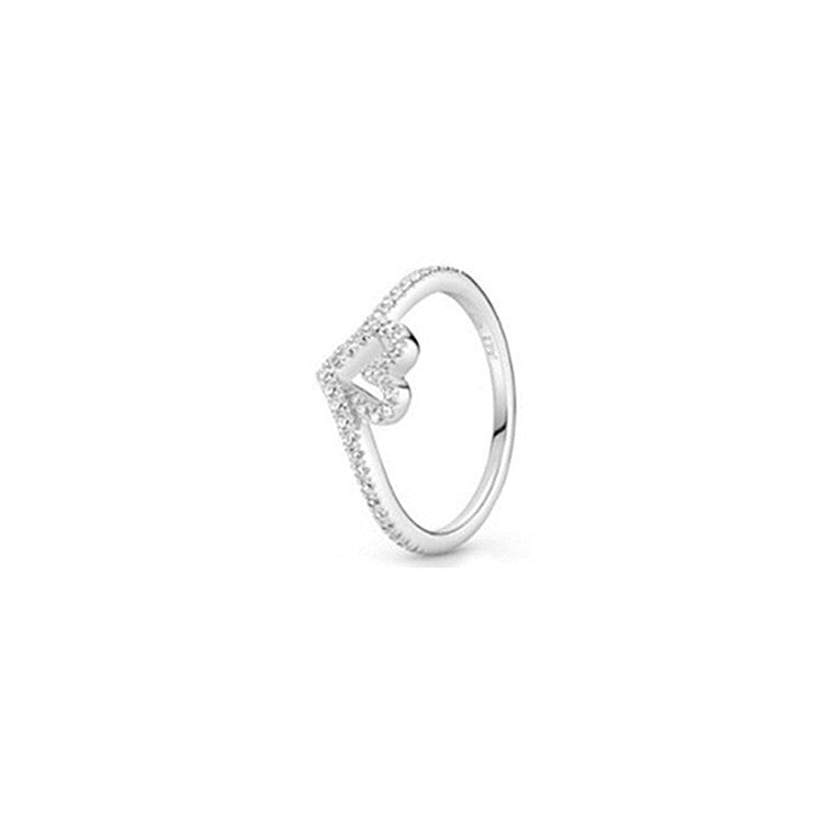 Sterling Silver Ring Rose Gold Solitaire Ring Epoxy Love Heart Ring