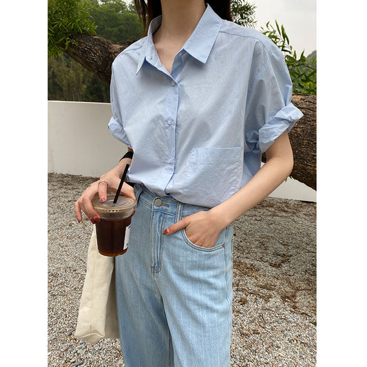 Top Women Korean Style Loose Short-sleeved Shirt