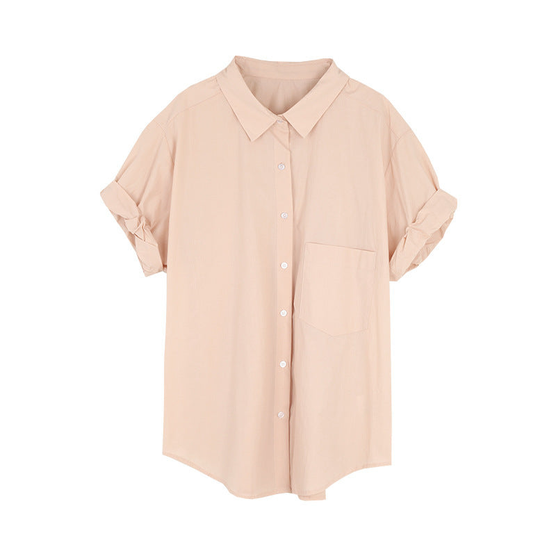 Top Women Korean Style Loose Short-sleeved Shirt