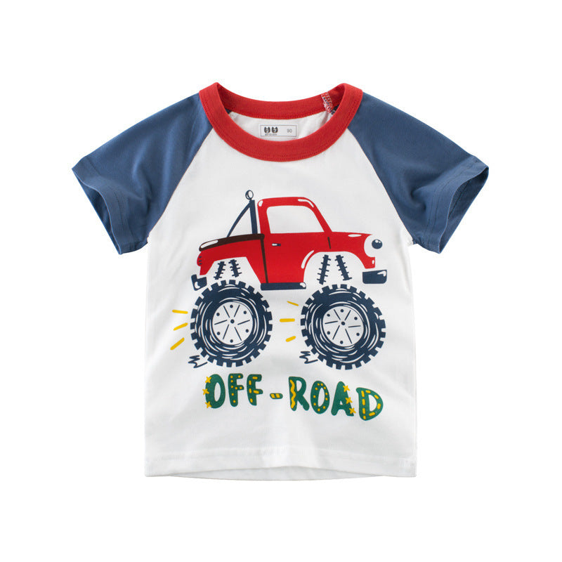 Children's Clothing Summer Boys Short Sleeved Full Print Car Cartoon Children's T Shirt