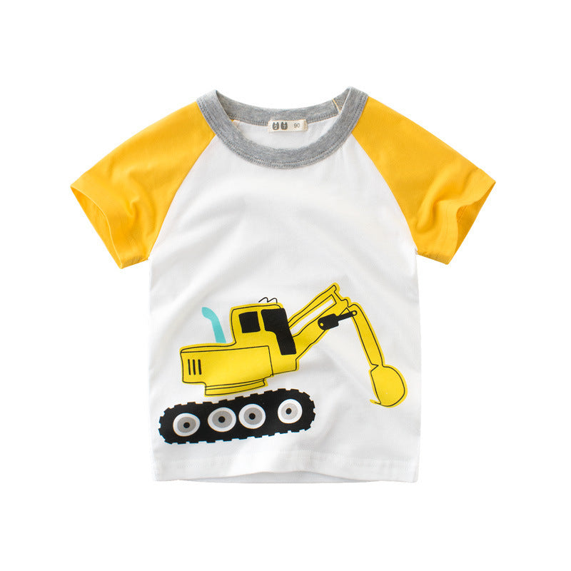 Children's Clothing Summer Boys Short Sleeved Full Print Car Cartoon Children's T Shirt