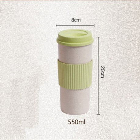 Reusable Coffee Tea Cup Random Color Wheat Straw Mug Coffee Cup with Lid Home Outdoor Water Bottle Travel Insulated Cup