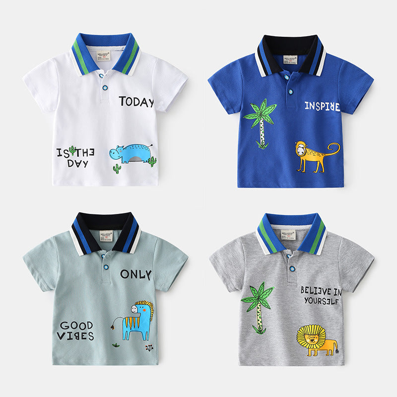 Fashion Summer Boys POLO Cotton Fabric Short Sleeves