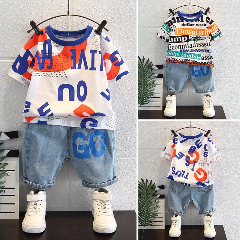 Summer Handsome Baby Summer Short-sleeved Clothes Two-piece Suit