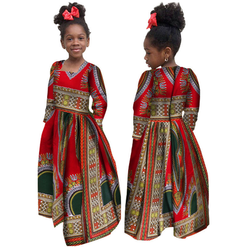 African Girl's Dress Cotton Long-sleeved Daxiji Dress