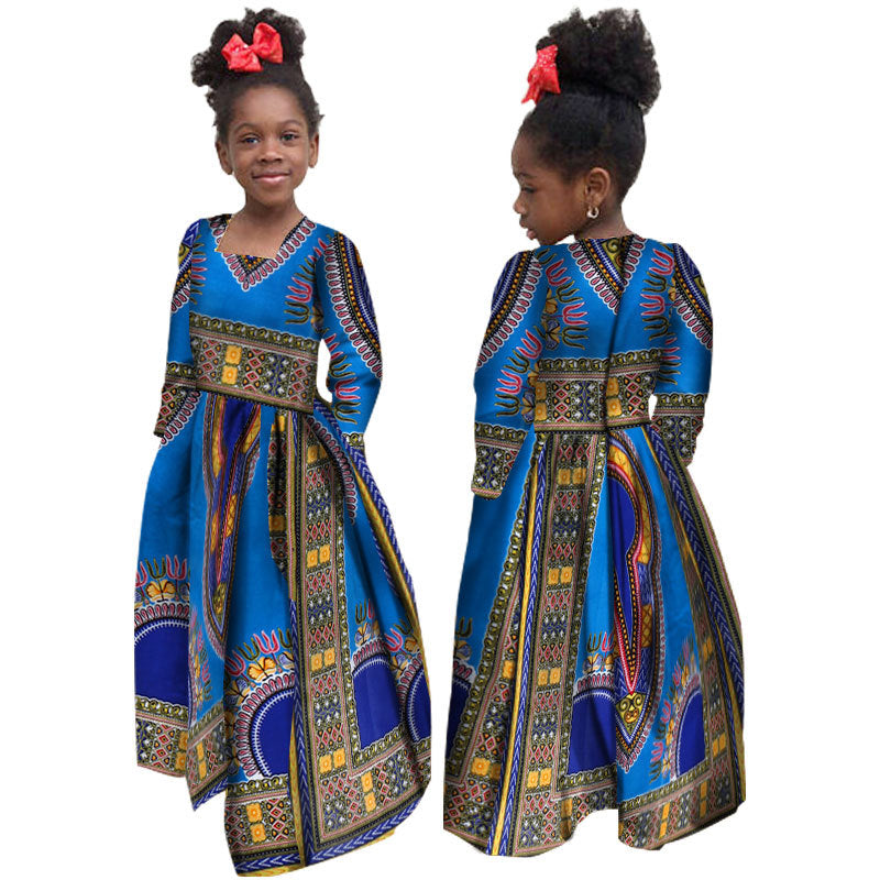 African Girl's Dress Cotton Long-sleeved Daxiji Dress