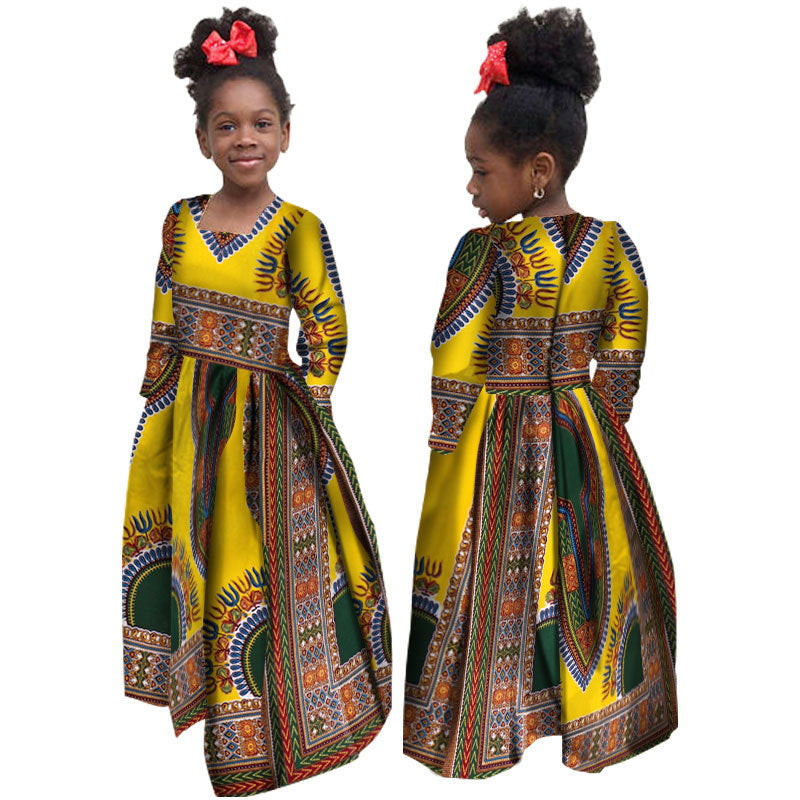 African Girl's Dress Cotton Long-sleeved Daxiji Dress