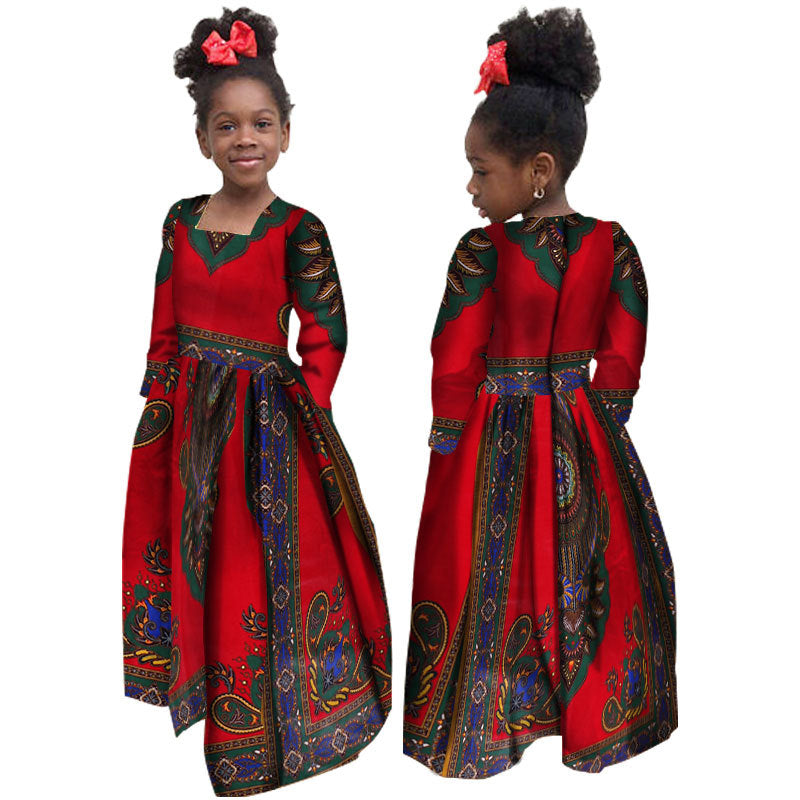 African Girl's Dress Cotton Long-sleeved Daxiji Dress