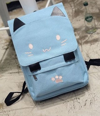 Cute cartoon cat middle school student backpack