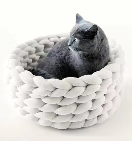 Cat House Cushion Soft Long Plush Warm Pet Mat Cute Kennel Cat Sleeping Basket Bed Round Fluffy Comfortable Touch Pet Products