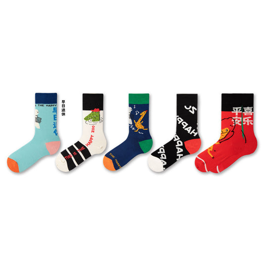 Cartoon Illustration Cute Sweet Ins Style Cotton Mid-calf Length Socks