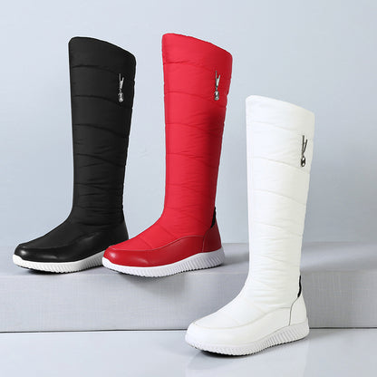 Waterproof non-slip leather big cotton boots women thickened