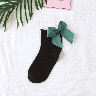 Back bow cotton socks