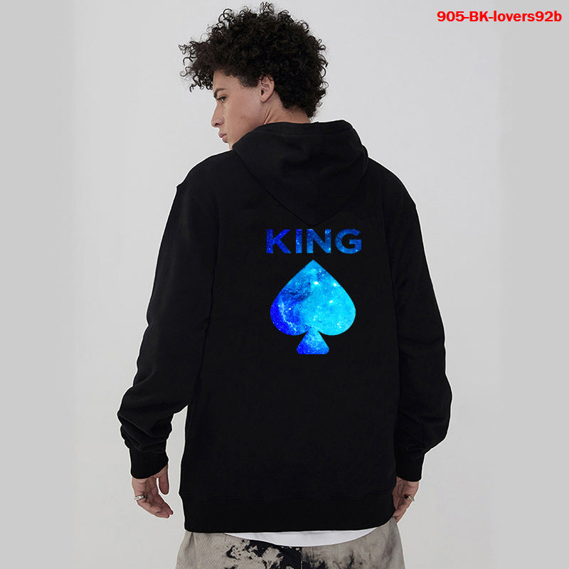 Women Hoodies King Queen Printed Sweatshirt Lovers