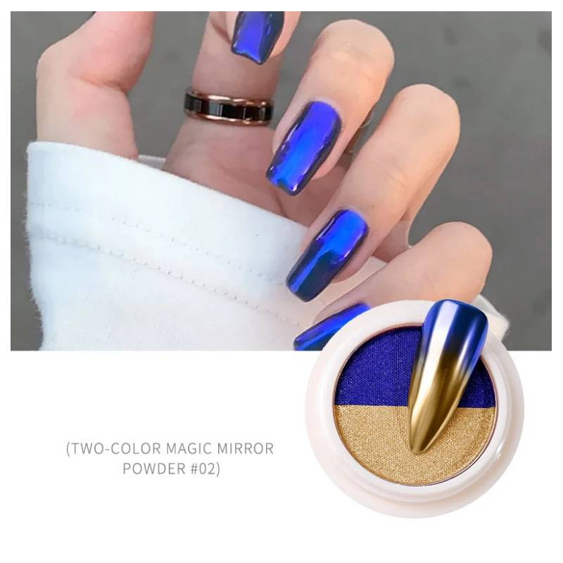 New two-color nail art solid gradient mirror powder