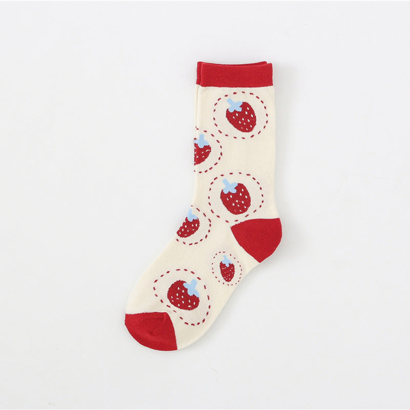 Women's Cotton Breathable Sports Strawberry Socks