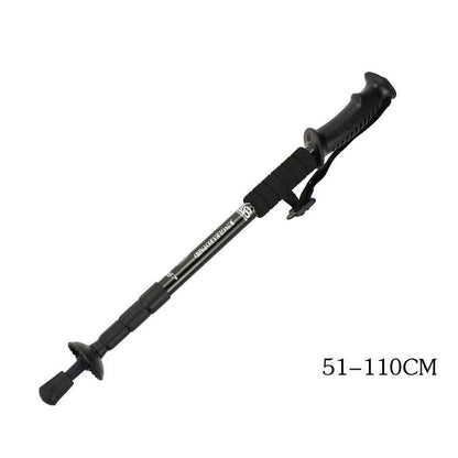 Four-section straight shank and curved handle aluminum alloy trekking pole