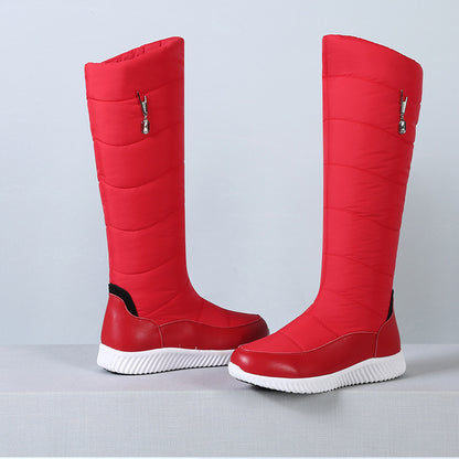 Waterproof non-slip leather big cotton boots women thickened