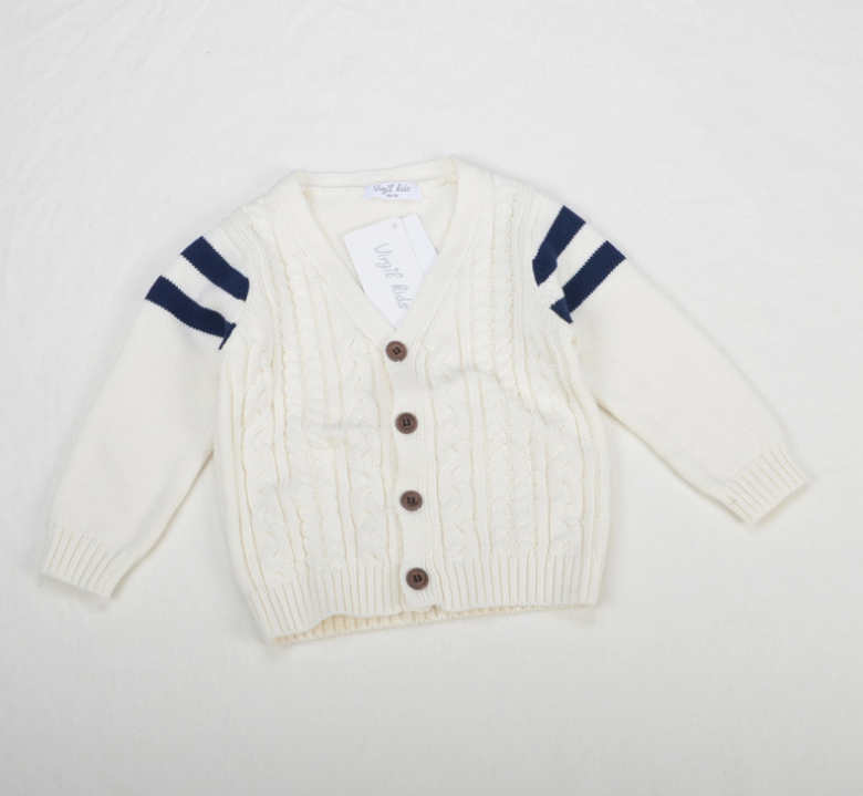 Boy's Thick Needle Sweater Cardigan College Style Wool Jacket