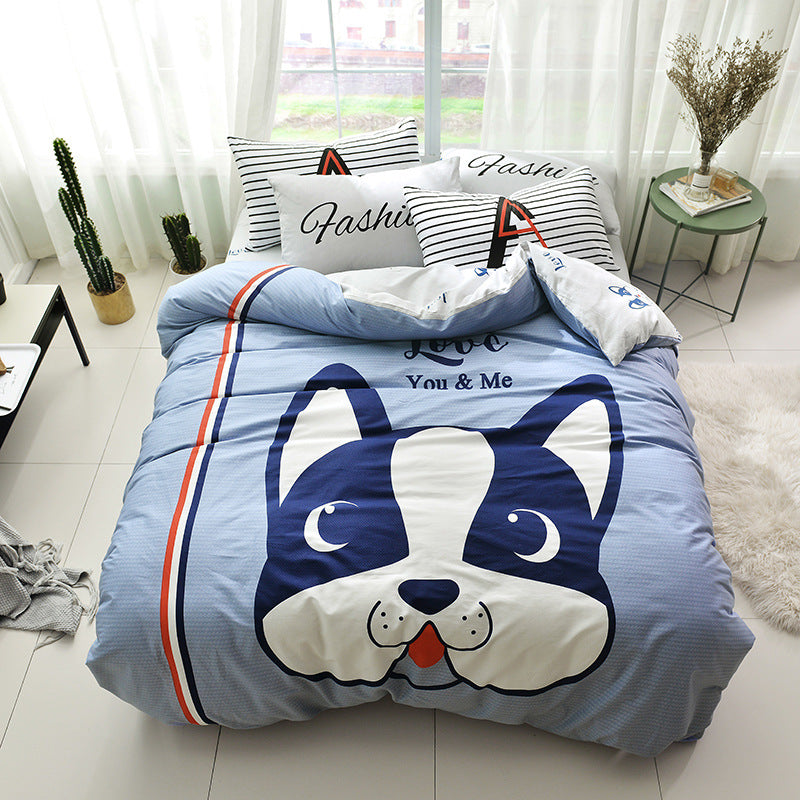 Cartoon four-piece cotton duvet cover