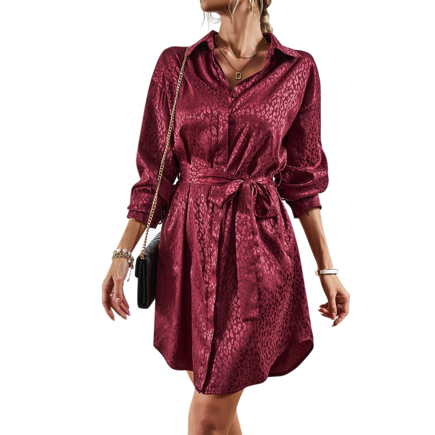 Shirt Dress Women's Autumn and Winter Elegant Long Sleeve Dress