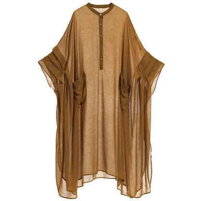 Popular Women's Chiffon Temperament Super Immortal Dress Solid Loose Size Retro Art Robe