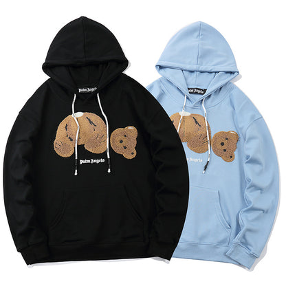 High Street Fashion Brand Cartoon Bear Men's Loose Hooded Kangaroo Pocket Hoodie