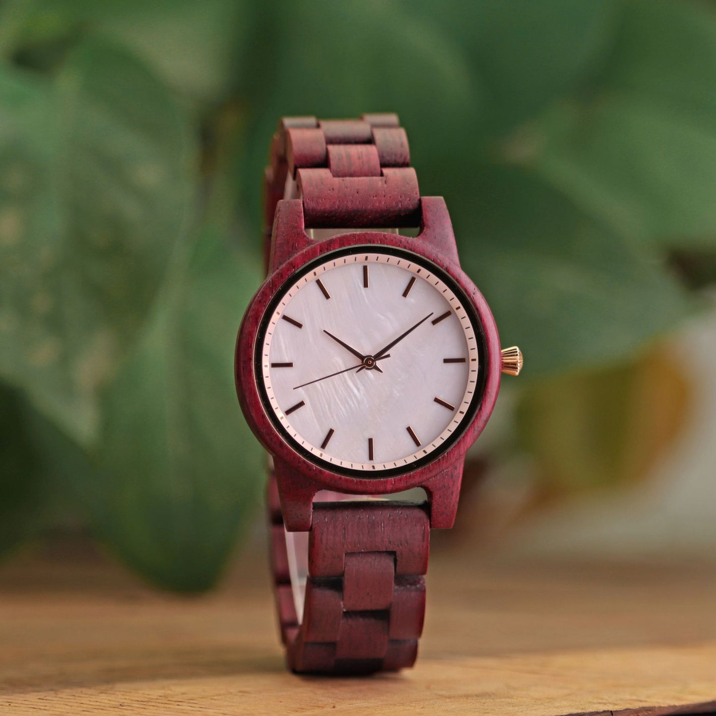 Ladies New Wooden Watch, Shell Face Casual Wooden Quartz Watch, Violet Wood Watch