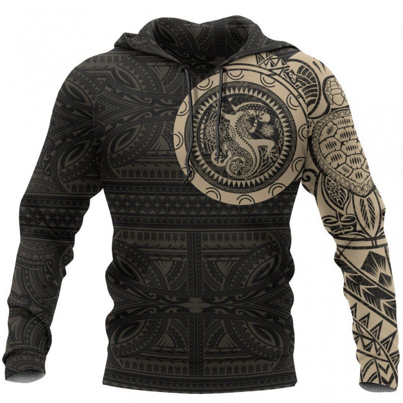 Printed Men's Casual Hooded Sweater