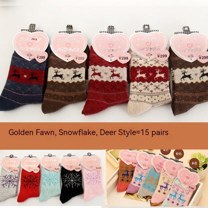 Women's Rabbit Wool Blended Thickened Autumn And Winter Warm Socks