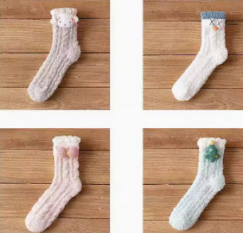 Winter Coral-down Socks For Women