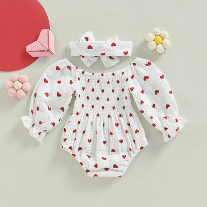 Valentine's Day Love Print Romper