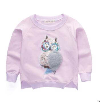 Dreamdoll 2021 new spring clothes baby long-sleeved t-shirt cartoon three-dimensional owl sequins Animal skins fashion design brand