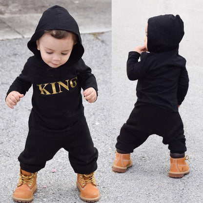 Boys' hooded sweatshirt long-sleeved trousers suit