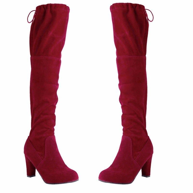 Thick-Heeled Suede Over-The-Knee Boots High Heels