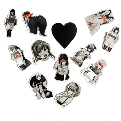 30 black and white bunny girl stickers