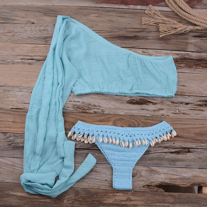 European and American beach bikini split shell suit