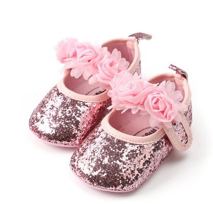 Glitter Rosette Mary Janes