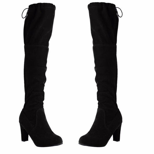 Thick-Heeled Suede Over-The-Knee Boots High Heels