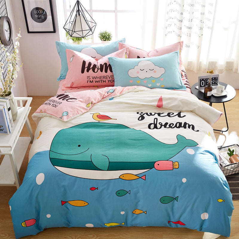 Cartoon four-piece cotton duvet cover