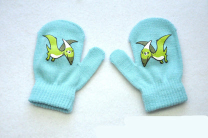 Little dinosaur pattern knitted gloves