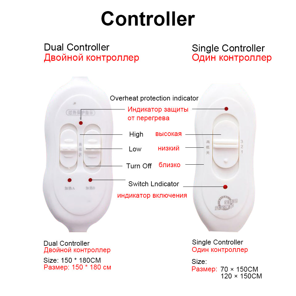 New Electric Blanket Double-control Temperature Adjustment