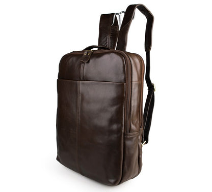 Top layer leather computer backpack