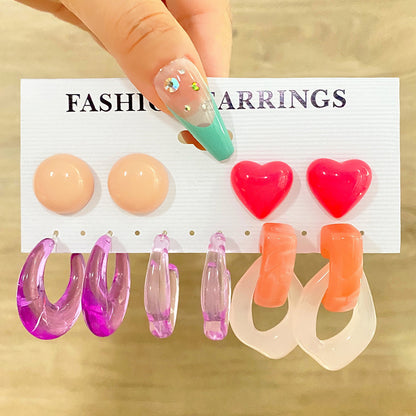 Women's Exaggerated Resin Ring Earrings