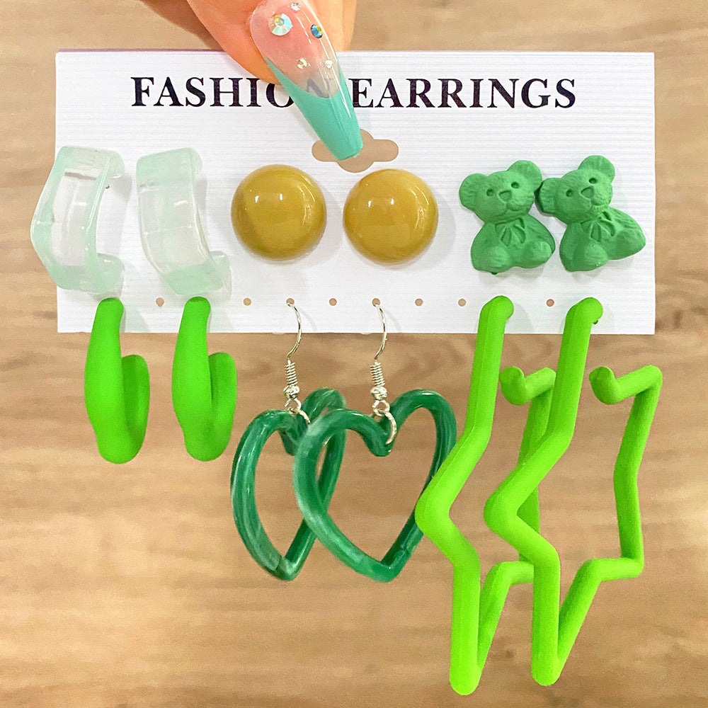 Women's Exaggerated Resin Ring Earrings